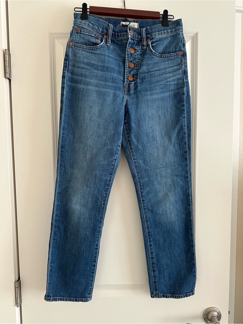 Madewell  The Perfect Vintage Blue High-Rise Button-Fly Cropped Jeans